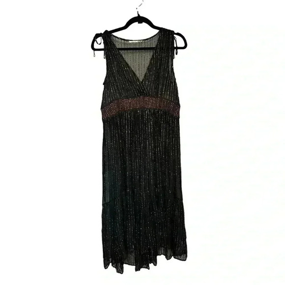 Anthropologie Dresses & Skirts - Anthropologie Floreat Annecy Midi Sheer Dress Gold Embellished Shimmer Sz 2